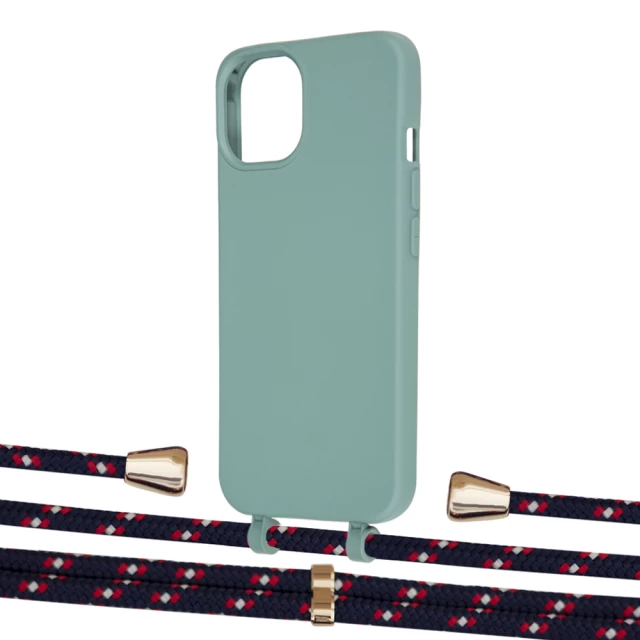 Чехол Upex Alter Eyelets for iPhone 13 Basil with Aide Blue Marine and Casquette Gold (UP116284)