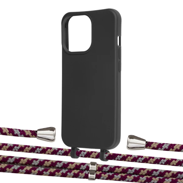 Чехол Upex Alter Eyelets for iPhone 13 Pro Onyx with Aide Burgundy Camouflage and Casquette Silver (UP116533)