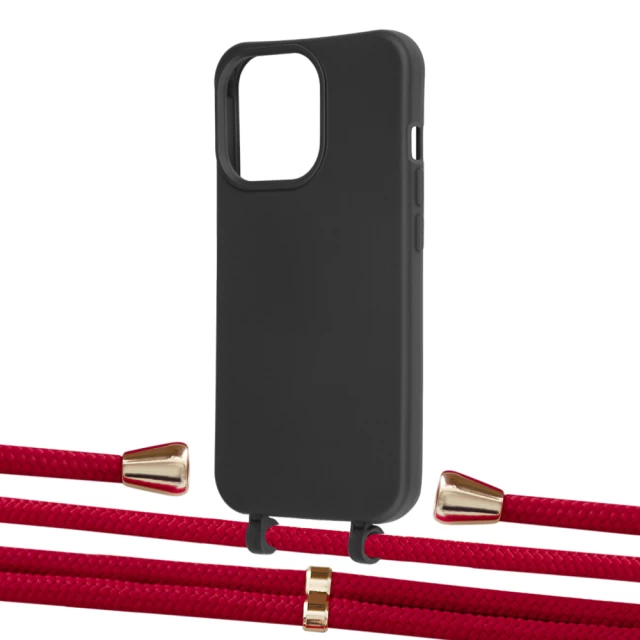 Чехол Upex Alter Eyelets for iPhone 13 Pro Onyx with Aide Red and Casquette Gold (UP116544)
