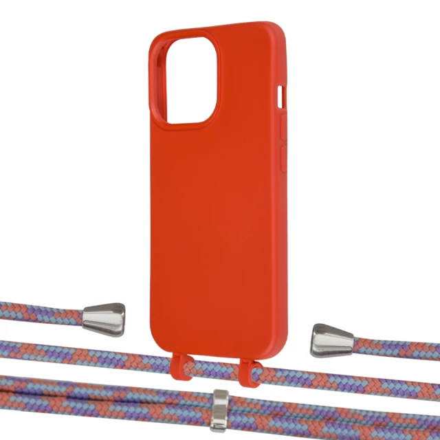 Чехол Upex Alter Eyelets for iPhone 13 Pro Red with Aide Blue Sunset and Casquette Silver (UP116671)