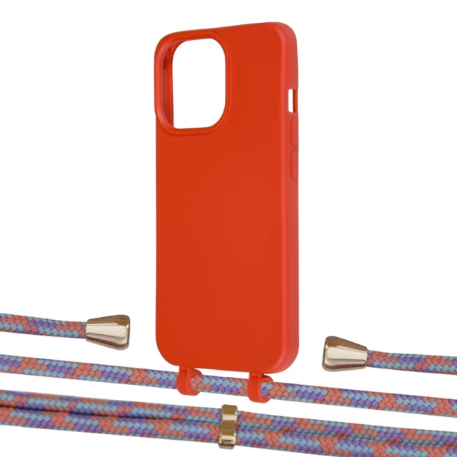 Чехол Upex Alter Eyelets for iPhone 13 Pro Red with Aide Blue Sunset and Casquette Gold (UP116706)