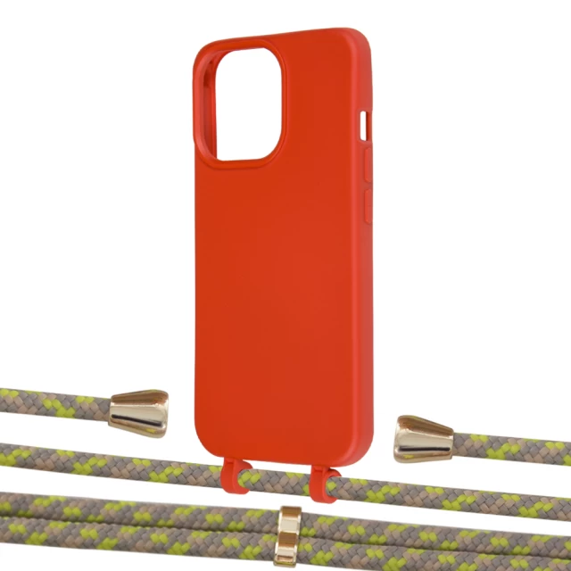 Чехол Upex Alter Eyelets for iPhone 13 Pro Red with Aide Lime Camouflage and Casquette Gold (UP116712)