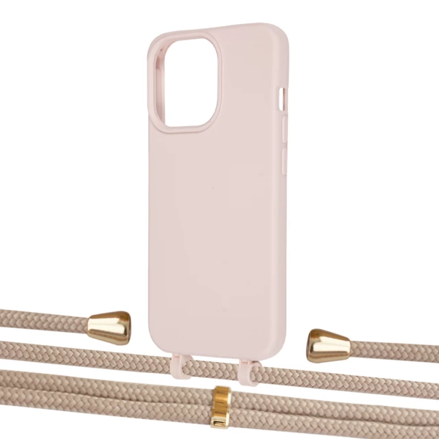 Чехол Upex Alter Eyelets for iPhone 13 Pro Crepe with Aide Peony Pink and Casquette Gold (UP116838)