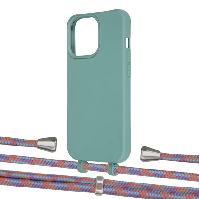 Чохол Upex Alter Eyelets for iPhone 13 Pro Basil with Aide Blue Sunset and Casquette Silver (UP117231)