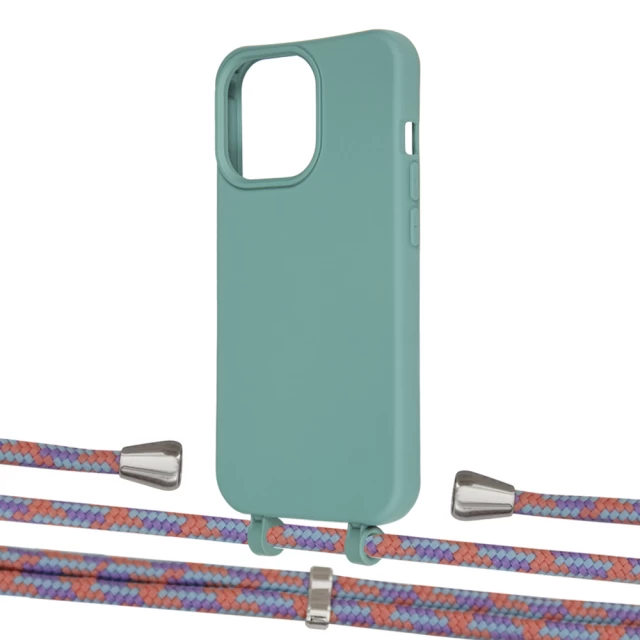 Чехол Upex Alter Eyelets for iPhone 13 Pro Basil with Aide Blue Sunset and Casquette Silver (UP117231)