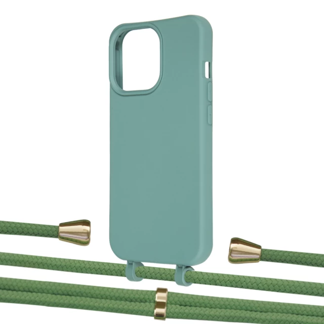 Чохол Upex Alter Eyelets for iPhone 13 Pro Basil with Aide Mint and Casquette Gold (UP117252)