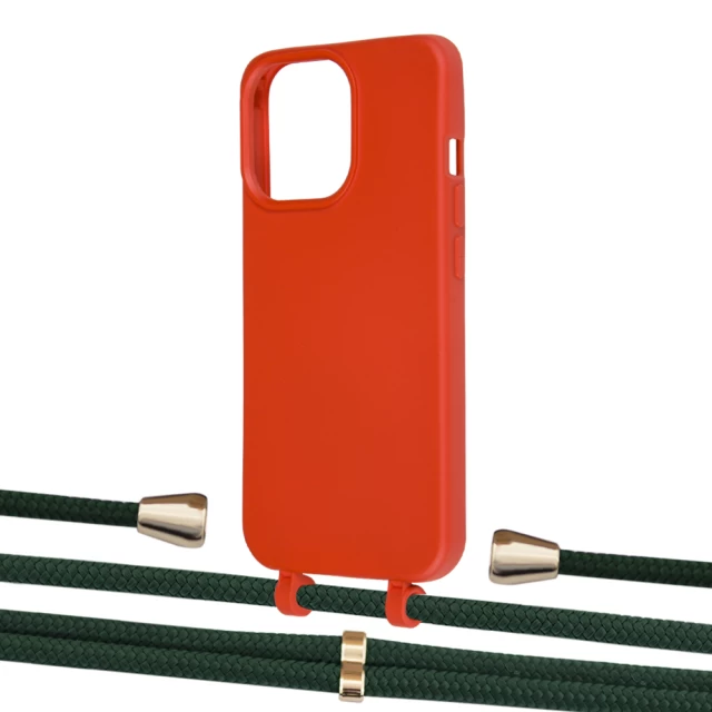Чохол Upex Alter Eyelets for iPhone 13 Pro Max Red with Aide Cyprus Green and Casquette Gold (UP117671)