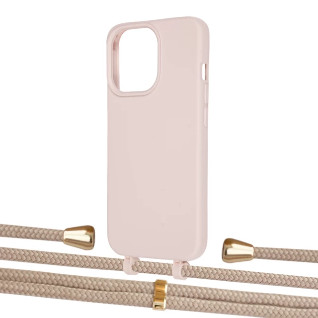 Чохол Upex Alter Eyelets for iPhone 13 Pro Max Crepe with Aide Peony Pink and Casquette Gold (UP117818)