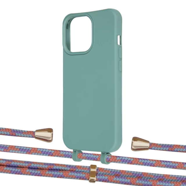 Чехол Upex Alter Eyelets for iPhone 13 Pro Max Basil with Aide Blue Sunset and Casquette Gold (UP118246)