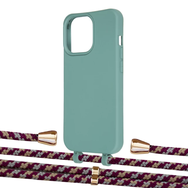 Чохол Upex Alter Eyelets for iPhone 13 Pro Max Basil with Aide Burgundy Camouflage and Casquette Gold (UP118248)