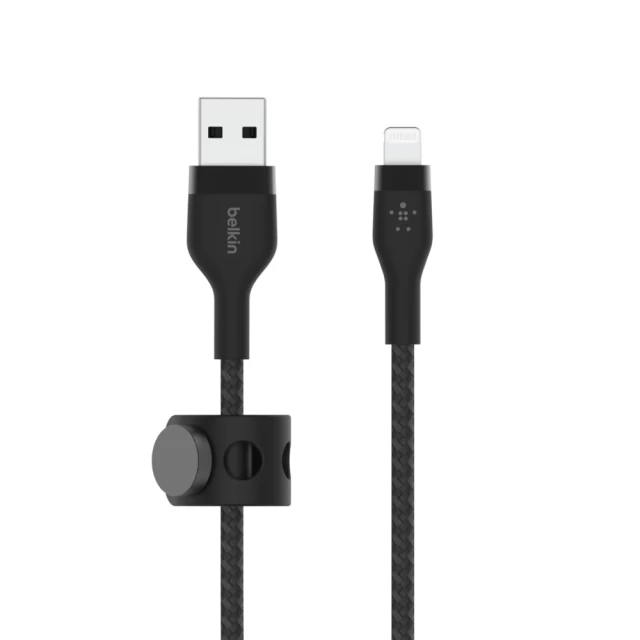 Кабель Belkin USB-A - Lightning BRAIDED SILICONE 1m Black (CAA010BT1MBK)
