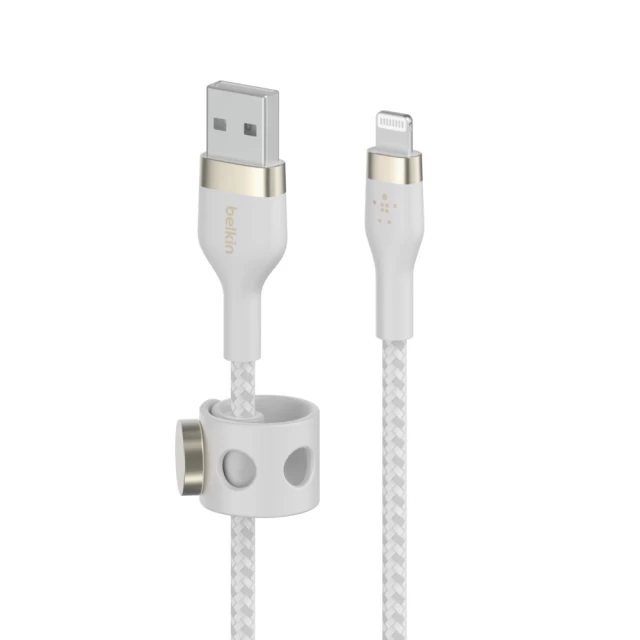 Кабель Belkin USB-A - Lightning BRAIDED SILICONE 1m White (CAA010BT1MWH)