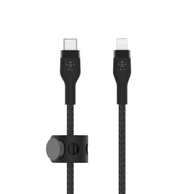 Кабель Belkin USB-С - Lightning BRAIDED SILICONE 1m Black (CAA011BT1MBK)