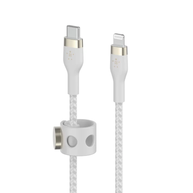 Кабель Belkin USB-С - Lightning BRAIDED SILICONE 1m White (CAA011BT1MWH)
