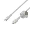Кабель Belkin USB-С - Lightning BRAIDED SILICONE 1m White (CAA011BT1MWH)