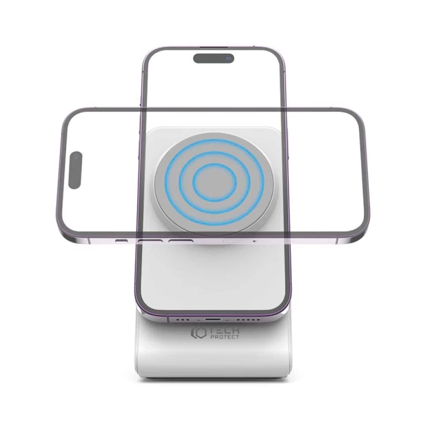 Бездротовий зарядний пристрій Tech-Protect 15W-A23 Magnetic White with MagSafe (9490713934364)