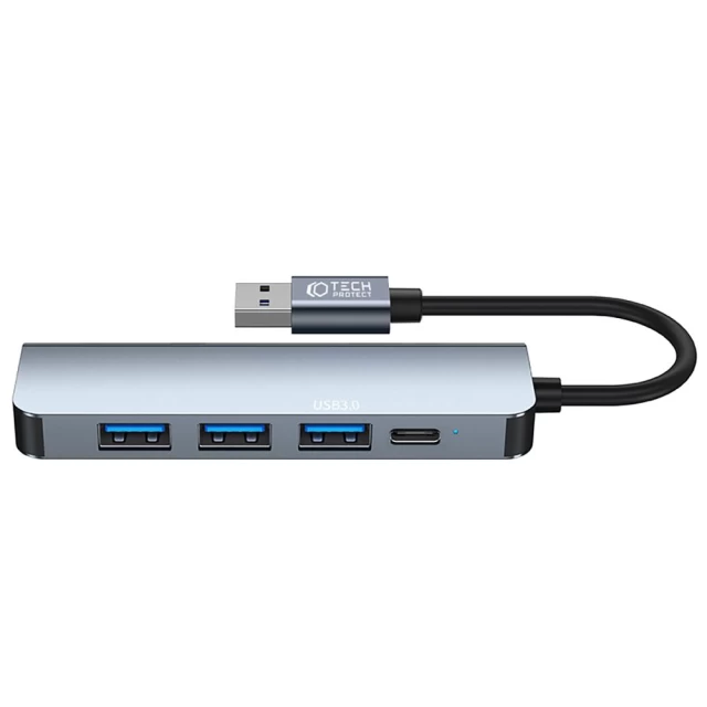 USB-хаб Tech-Protect V0-HUB Adapter 5in1 Grey (9490713935255)