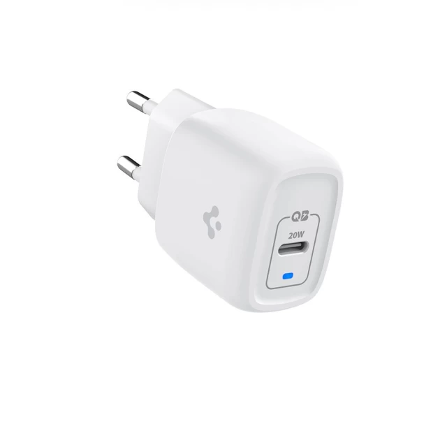 Мережевий зарядний пристрій Spigen PD 20W USB-C with USB-C to Lightning Cable 1m White (ASE05999)