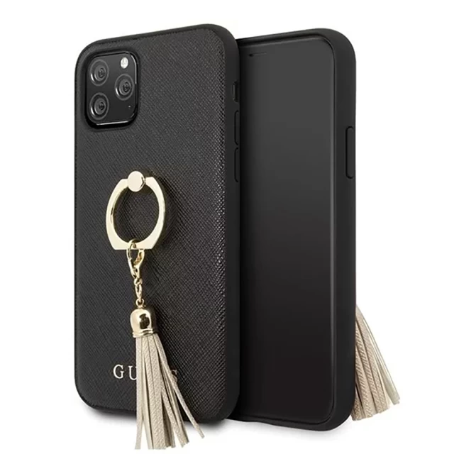 Чехол Guess Saffiano with Ring Stand для iPhone 11 Pro Black (GUHCN58RSSABK)