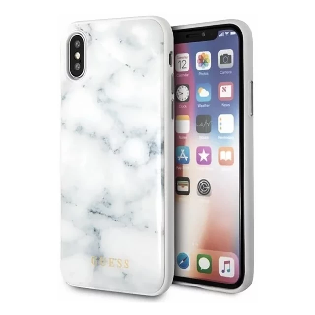 Чохол Guess Marble для iPhone X | XS White (GUHCPXHYMAWH)