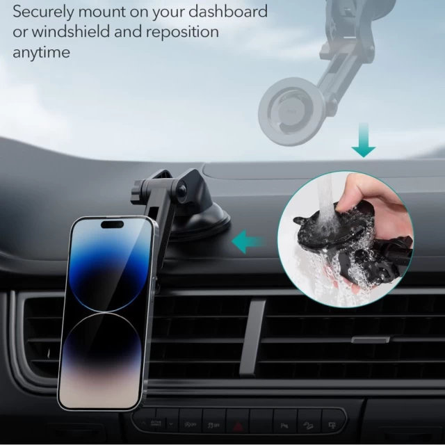 Автотримач з функцією бездротової зарядки ESR Halolock Magnetic Magsafe Dashboard Adjustable Car Mount Black with MagSafe (4894240167267)