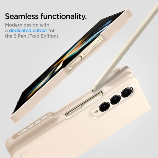 Чехол Spigen Thin Fit Pen для Samsung Galaxy Fold4 (F936) Pearled Ivory (ACS05511)