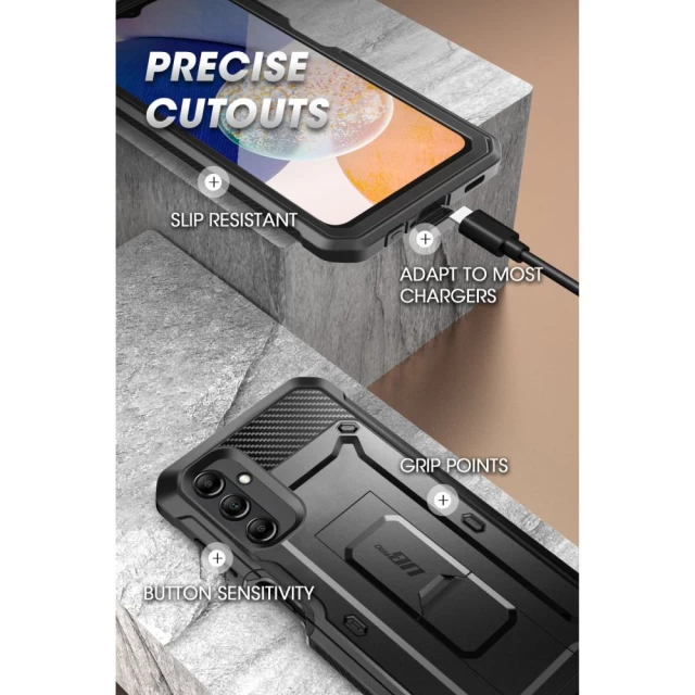 Чехол и защитное стекло Supcase Unicorn Beetle Pro для Samsung Galaxy A14 A14 (A145 | A146) Black (843439121836)