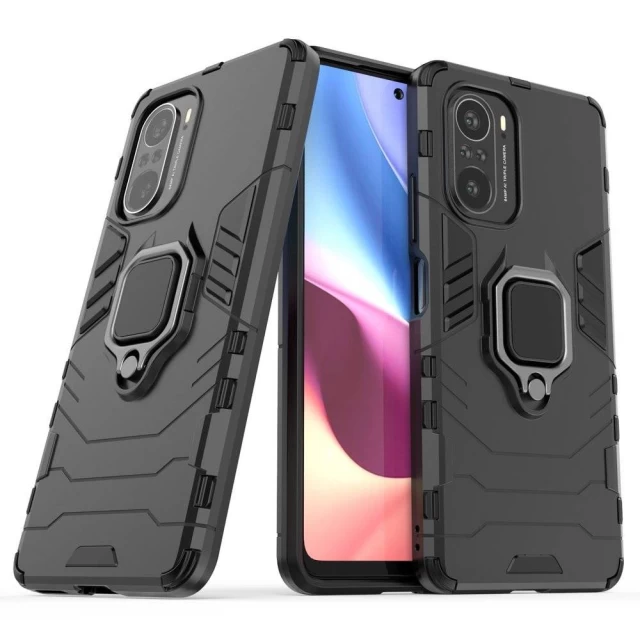 Чохол HRT Ring Armor для Xiaomi Redmi K40 Pro Plus/K40 Pro/K40/Poco F3 Black (9111201932302)