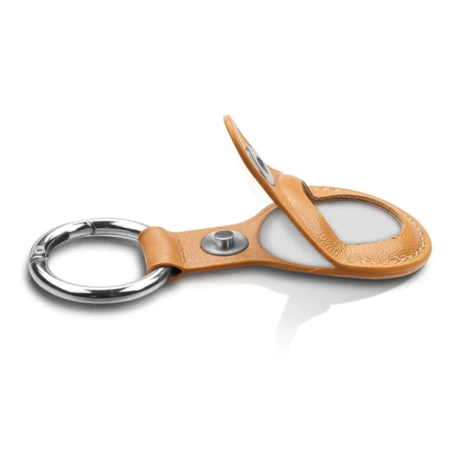 Брелок с кольцом HRT Leather Keychain Case для AirTag Light Brown (9111201934375)