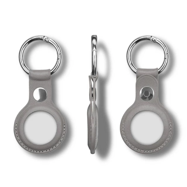 Брелок с кольцом HRT Leather Keychain Case для AirTag Grey (9111201942752)