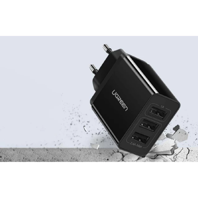 Мережевий зарядний пристрій Ugreen ED013 15W 3xUSB-A Black (50816)