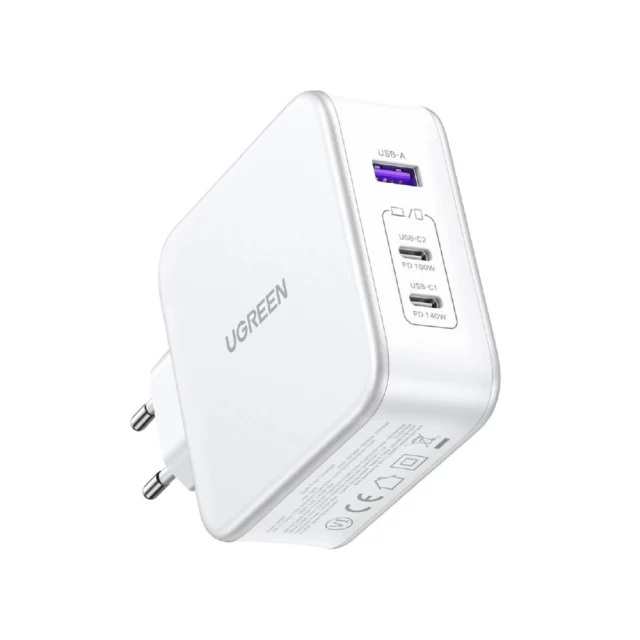 Мережевий зарядний пристрій Ugreen Nexode CD289 GaN FC/QC/PD 140W 2xUSB-C | USB-A White (15339-ugreen)