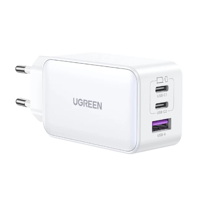 Мережевий зарядний пристрій Ugreen Nexode CD244 GaN QC/PD 65W 2xUSB-C | USB-A White (15334-ugreen)