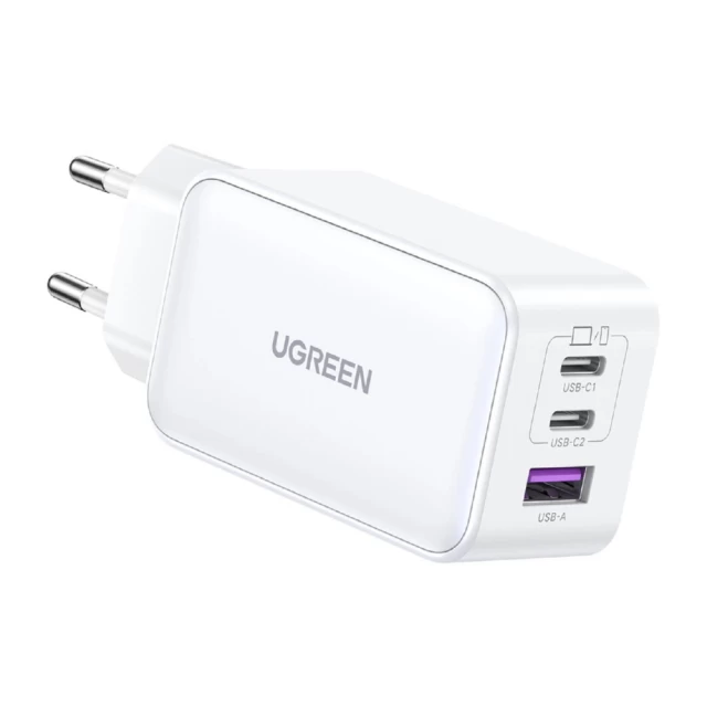 Мережевий зарядний пристрій Ugreen Nexode CD244 GaN QC/PD 65W 2xUSB-C | USB-A White (15334-ugreen)