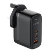 Мережевий зарядний пристрій LDNIO GaN FC/QC/PD UK | EU | US 65W 2xUSB-C | USB-A Black (Q366)