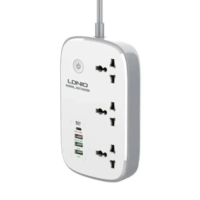 Сетевой удлинитель LDNIO Outlets Wi-Fi Smart Power Strip QC/PD EU 30W USB-C | 3xUSB-A | 3x250V White (SCW3451)