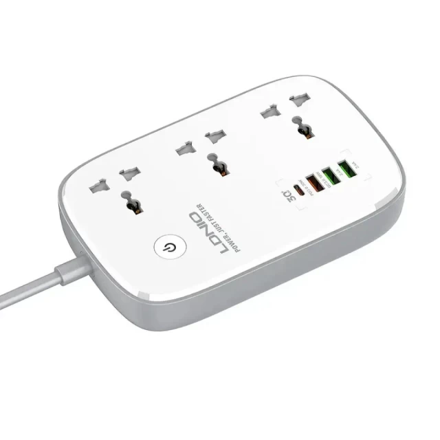 Сетевой удлинитель LDNIO Outlets Wi-Fi Smart Power Strip QC/PD EU 30W USB-C | 3xUSB-A | 3x250V White (SCW3451)