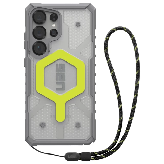 Чохол UAG Pathfinder Clear Lanyard для Samsung Galaxy S25 Ultra (S938) Active Neon with MagSafe (2144831BV01)