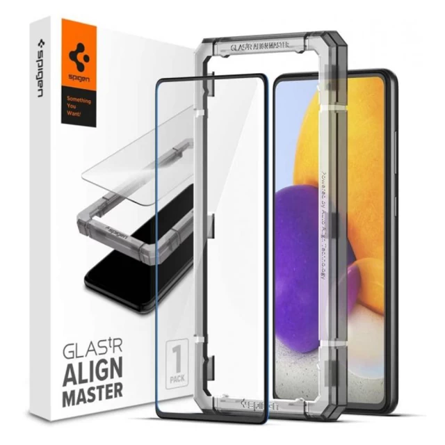 Защитное стекло Spigen для Galaxy A72 Glas.tR AlignMaster Full Cover Black (1 pack) (AGL02828)