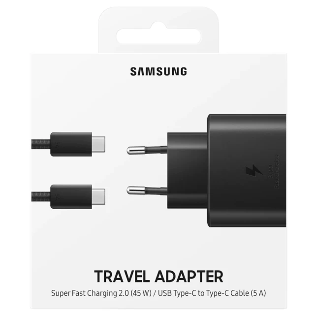 Сетевое зарядное устройство Samsung PD 45W USB-C with USB-C to USB-C Cable Black (EP-TA845XBEGRU)