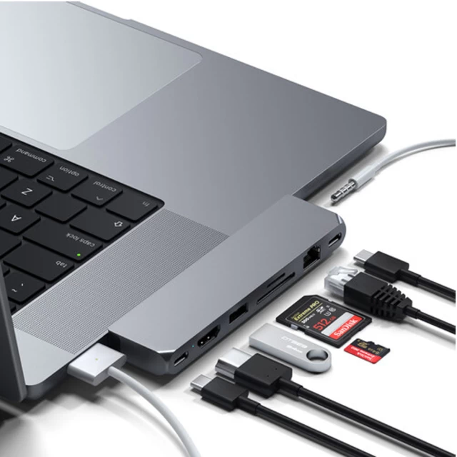 USB-хаб Satechi Aluminum USB-C Pro Hub Max Adapter Space Gray (ST-UCPHMXM)