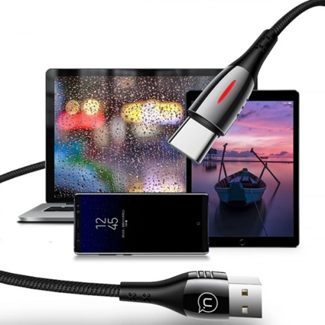 Кабель Usams US-SJ306 U-Tone Power-off QC3.0/FC USB-A to USB-C 2A 2m Black (SJ306USB01)