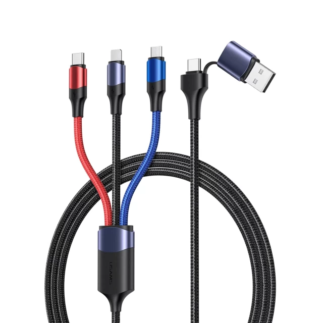 Кабель Usams US-SJ549 U71 FC 3-in-1 USB-A/USB-C to USB-C/Lightning/Micro-USB 3A 1.2m Black (SJ549USB01)