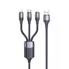 Кабель Usams US-SJ510 U71 FC 3-in-1 USB-A to USB-C/Lightning/Micro-USB 6A 1.2m Black (SJ510USB01)