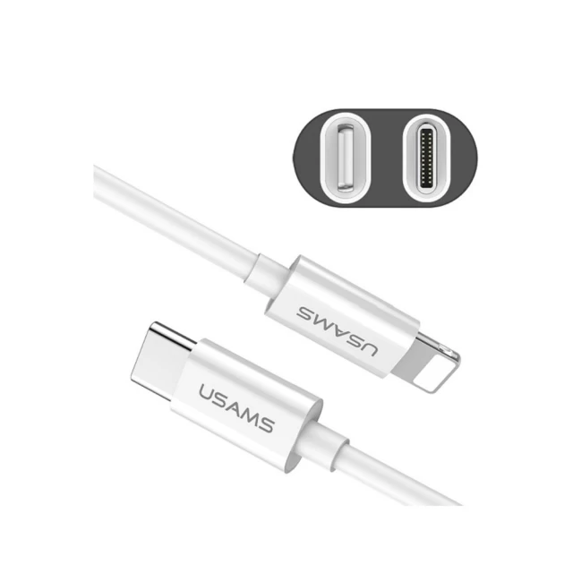 Кабель Usams US-SJ191 PD | FC USB-C to Lightning 2A 1.2m White (SJ191TL01)
