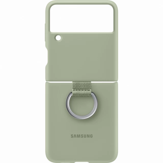 Чехол Samsung Silicone Cover with Ring для Samsung Galaxy Flip3 (F711) Olive Green (EF-PF711TMEGWW)