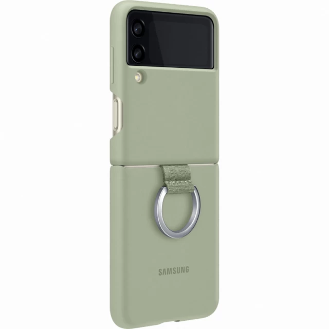 Чехол Samsung Silicone Cover with Ring для Samsung Galaxy Flip3 (F711) Olive Green (EF-PF711TMEGWW)