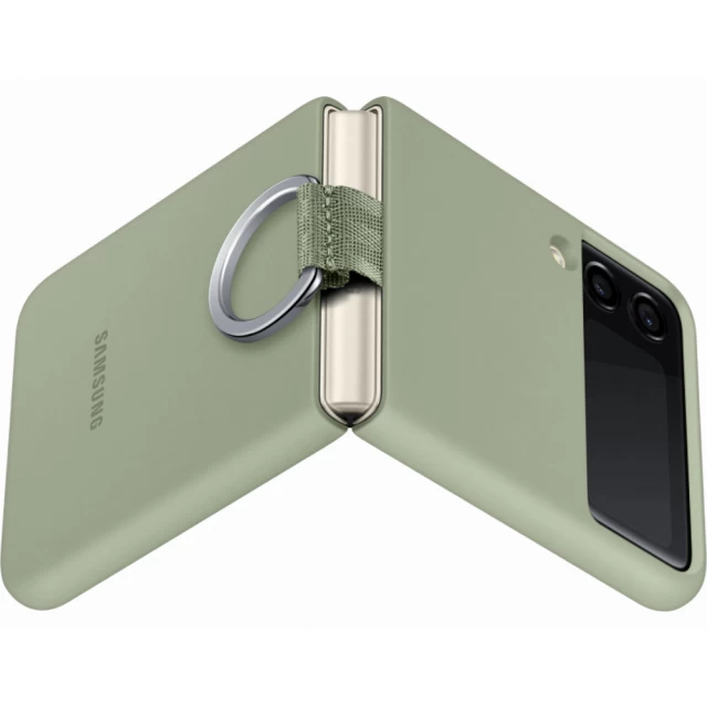 Чехол Samsung Silicone Cover with Ring для Samsung Galaxy Flip3 (F711) Olive Green (EF-PF711TMEGWW)