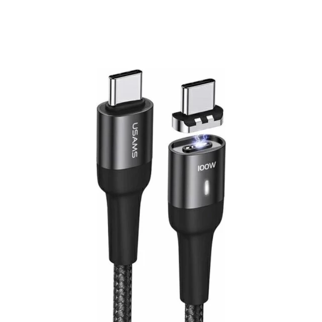 Кабель Usams US-SJ466 U58 Magnetic PD/FC USB-C to USB-C 100W 5A 1.5m Black (SJ466USB01)