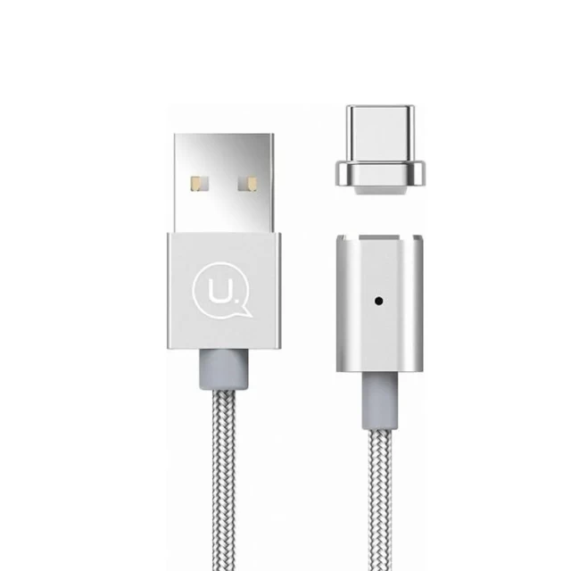 Кабель Usams US-SJ143 U-Link Magnetic FC USB-A to USB-C 2A 1.2m Silver (TCLD02)